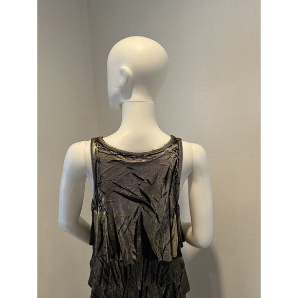 Michael Kors Dress Medium Gold Metallic Style Ruffle Mini Size S Small - Picture 9 of 16